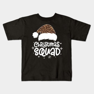 Christmas Squad Leopard Print Santa Hat Family Matching Pajama Kids T-Shirt